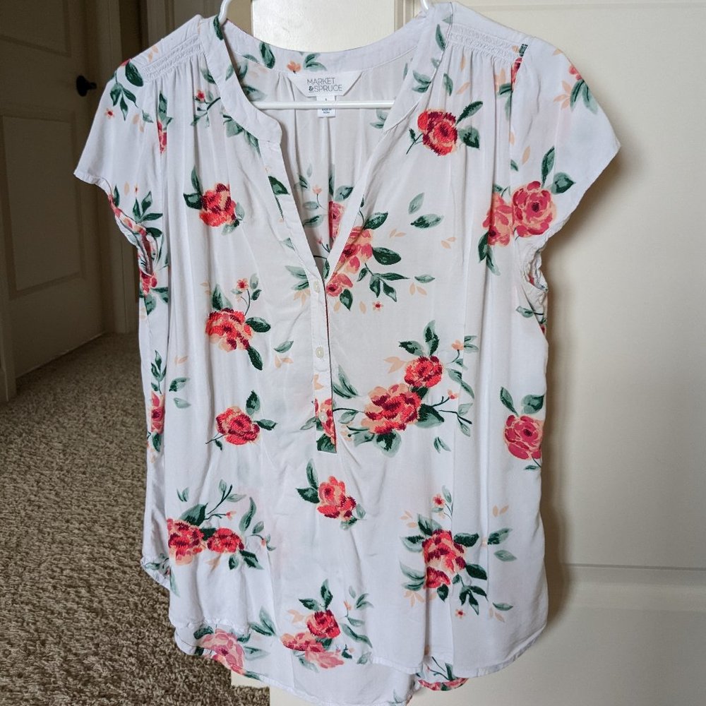 Market & Spruce Uri Split Neck Henley Top